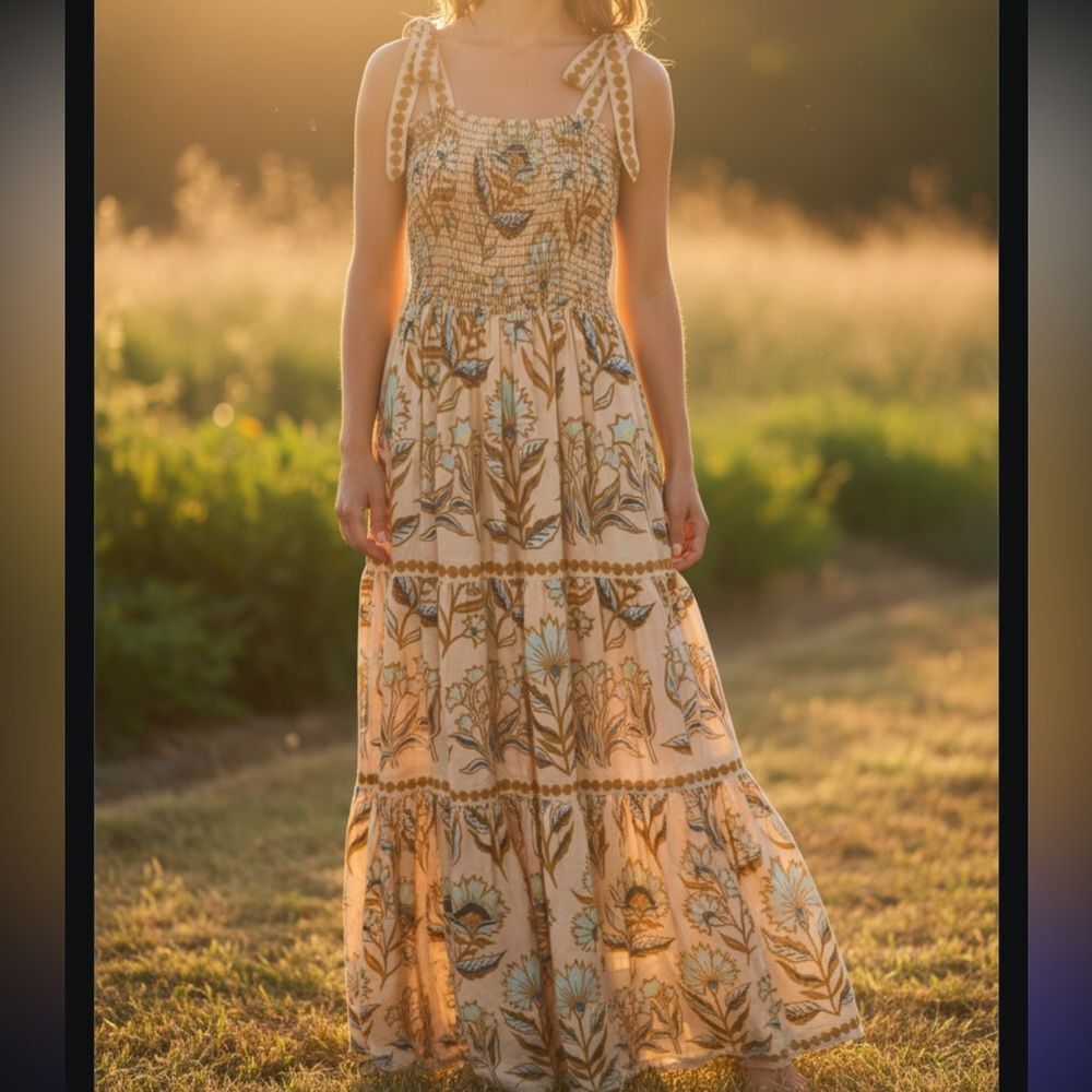 OMika LANA Maxi Dress in Alleena Butternut Print $398 MSRP